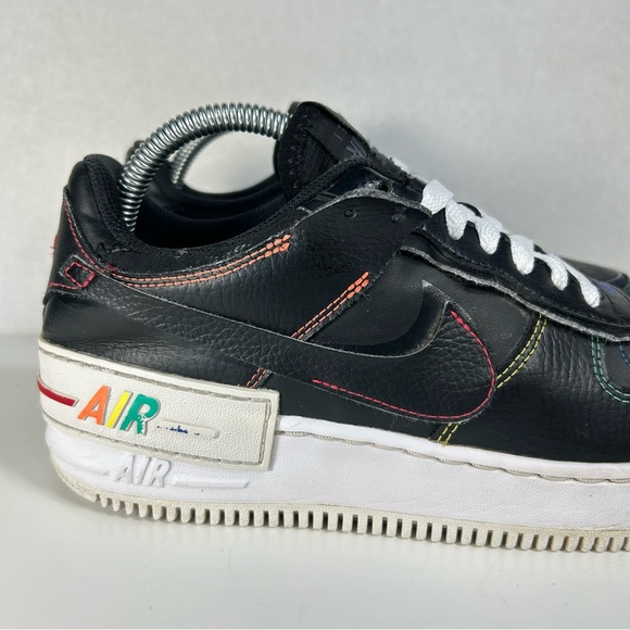Nike Air Force 1 Shadow Rainbow Pride LGBTQ Black Shoe DJ5998-001; Womens Size 9 - Picture 5 of 16